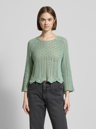 Only Cropped Strickpullover mit Baumwoll-Anteil Modell 'NOLA' Schilf 4