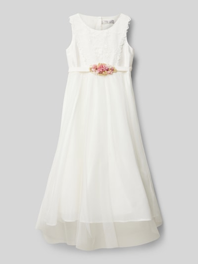 Une Hautre Couture Kleid mit floraler Applikation Offwhite 1