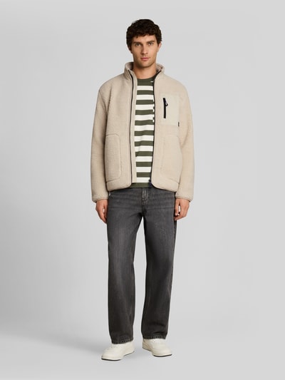 Tom Tailor Denim Teddyjacke mit Brusttasche Beige 1