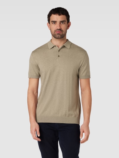 SELECTED HOMME Poloshirt mit kurzer Knopfleiste Modell 'BERG' Oliv Melange 4