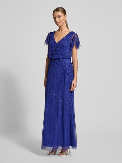 Adrianna Papell Avondjurk met kralen en pailletten Koningsblauw - 1