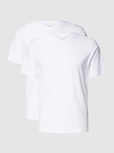 Götzburg Wäsche T-shirt z dekoltem w serek w zestawie 2 szt. model ‘PURE COTTON’ Biały 2