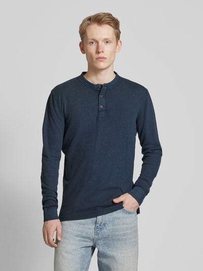Superdry Longsleeve mit Serafino-Ausschnitt Modell 'Grandad' Dunkelblau 4