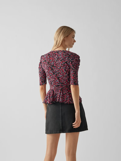 Diane von Furstenberg Wickelbluse mit Puffärmeln Pink 5