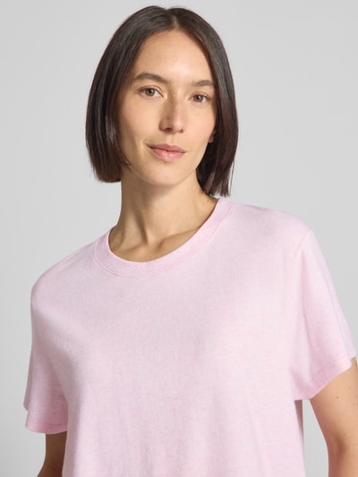 American Vintage Cropped T-Shirt mit geripptem Rundhalsausschnitt Hellrosa 3