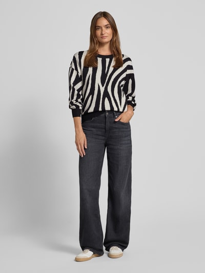 VERO MODA Regular fit gebreide pullover van viscosemix, model 'SILJEANIMAL' Offwhite - 1