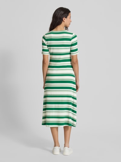 Tom Tailor Denim Körpernahes Midikleid mit Streifenmuster Gruen 5