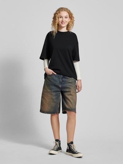 Review Oversized T-Shirt mit überschnittenen Schultern Black 1