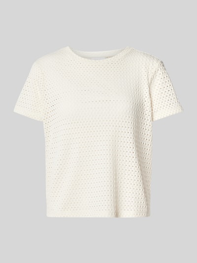 Jake*s Collection T-Shirt mit Lochmuster Beige 2