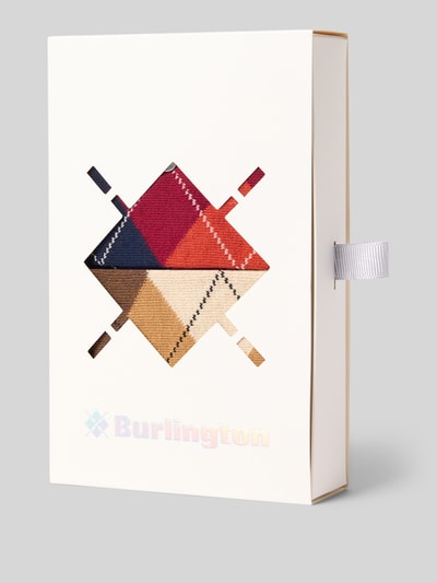 Produktfoto, Socken mit Label-Applikation 2er-Pack von Burlington in Geschenkbox, Baumwoll-Mix, Label-Print, neutrale Farbtöne, glatte Textur