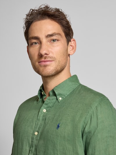 Polo Ralph Lauren Regular fit linnen overhemd met button-downkraag Donkergroen - 3