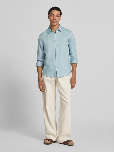 ONLY & SONS Regular Fit Leinenhemd mit Kentkragen Modell 'FLYNN' Aqua 1
