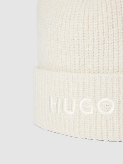 HUGO Beanie mit Label-Stitching Modell 'Social' Offwhite 2