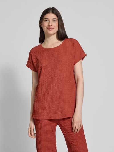 Christian Berg Woman T-shirt z prążkowanym okrągłym dekoltem Ciemnoczerwony 4