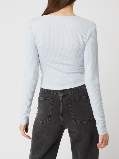 Only Cropped Shirt mit Schnürung Modell 'Emma' Hellblau 5