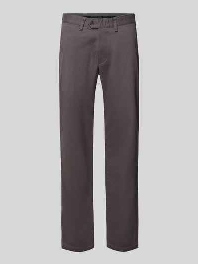 Produktfoto, Chino mit französischen Eingrifftaschen von Christian Berg Men in Unifarben, gerade Passform, Baumwoll-Elasthan-Mix, Knopf- und Reißverschluss, Gesäßtaschen, Bundweite 45 cm, Innenbeinlänge 83 cm