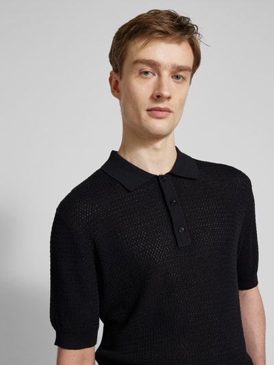 Mango Regular Fit Poloshirt mit Lochstickerei Modell 'zorzal' Black 3