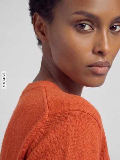Jake*s Collection Pullover mit halblangen Ärmeln aus Wollmix Dunkelorange 3
