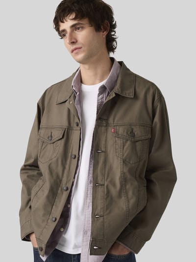 Levi's® jack in relaxed fit van mix van katoen en linnen Middenbruin - 1
