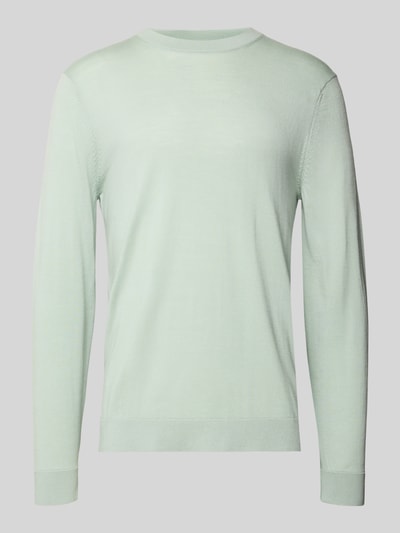 Produktfoto, Regular Fit Pullover aus reiner Wolle Modell 'TRAY' von Selected Homme, jednokolorowy, drobny splot, okrągły dekolt, długi rękaw