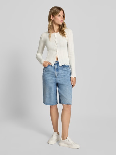 Pieces Slim fit gebreid jack van puur katoen, model 'MARIE' Offwhite - 1