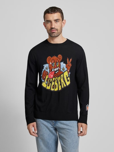 Iceberg Sweatshirt mit Rundhalsausschnitt Modell 'MAGLIA' Black 4