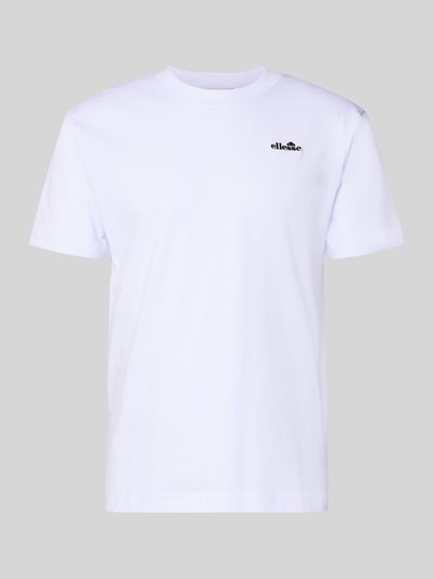 Produktfoto, białe T-Shirt z bawełny z prostym krojem i żebrowaną stójką, Label-Stitching, ACCIANO CLASSIC od Ellesse