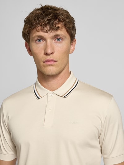 BOSS Slim Fit Poloshirt aus reiner Baumwolle Offwhite 3