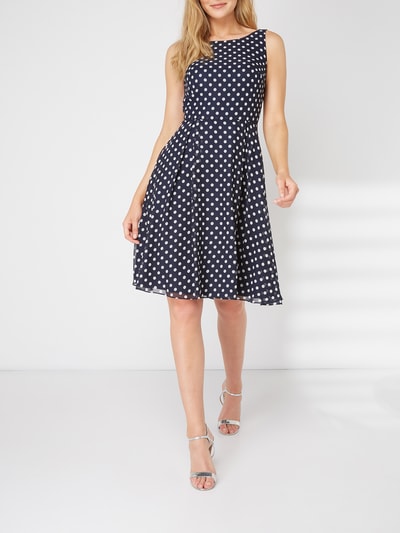 Swing Cocktailkleid mit Polka Dots Dunkelblau 1