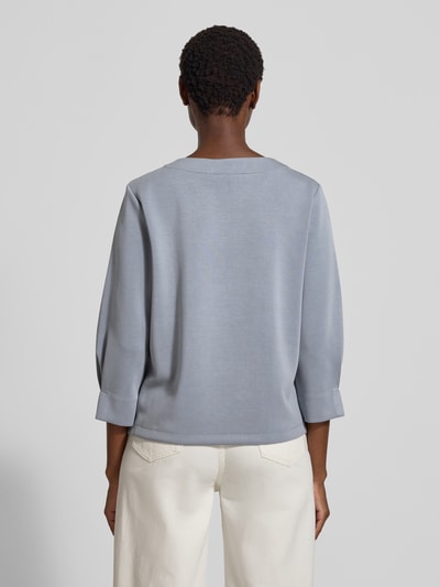 comma Bluza z prążkowanym, okrągłym dekoltem Szaroniebieski 5