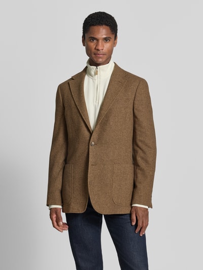 Polo Ralph Lauren modern fit colbert met wol model 'HERRINGBONE' Middenbruin gemêleerd - 4