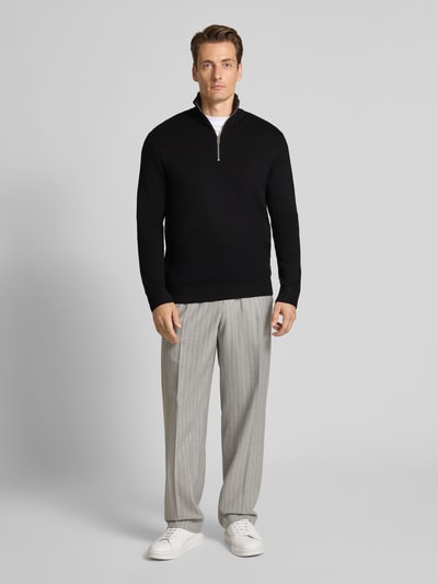 Jack & Jones Premium Schipperstrui met labeldetail, model 'MILANO' Zwart - 1