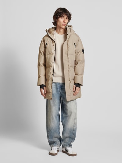 Jack & Jones Gewatteerde lange jas met capuchon, model 'ALPHA' Beige - 1