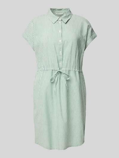 Tom Tailor Denim Tailliertes Mini-Blusenkleid mit Streifenmuster Gruen 2