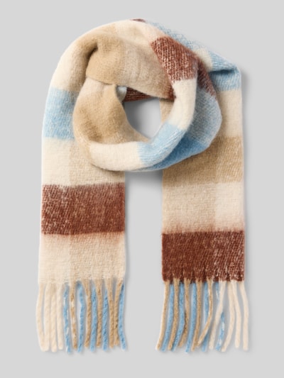 Jake*s Casual Szal z dodatkiem wełny i sznurkowymi wykończeniami Jasnoniebieski 1