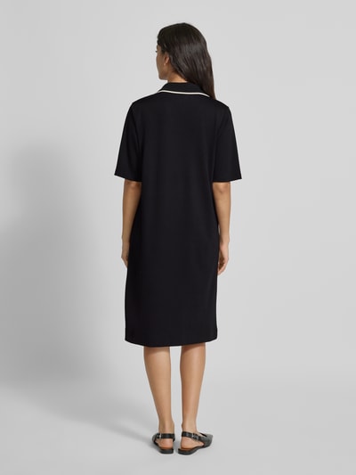 OPUS Knielange T-shirtjurk met platte kraag, model 'Wembli' Zwart - 5