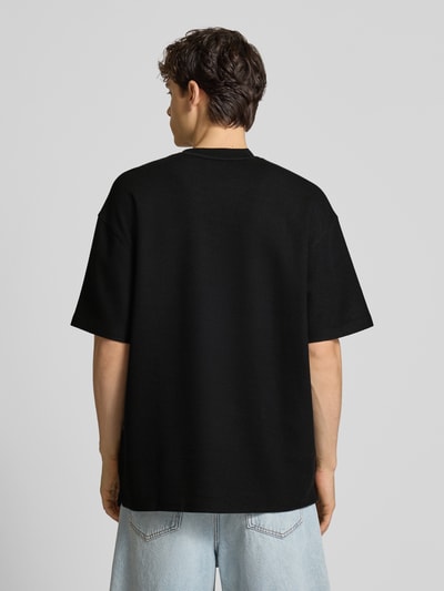 Hugo Blue T-shirt z okrągłym dekoltem i fakturowanym wzorem Czarny 5