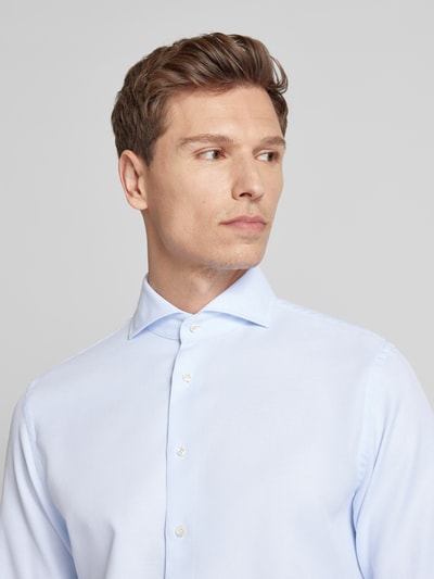 Profuomo Slim fit zakelijk overhemd met haaikraag, model 'X-Cutaway' Blauw - 3