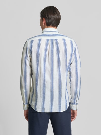 GANT regular fit vrijetijdsoverhemd van mix van katoen en linnen met kentkraag Koningsblauw - 5