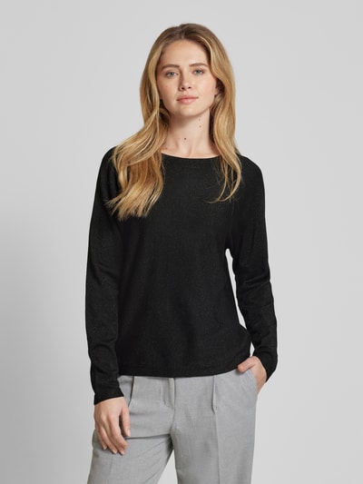 comma Strickpullover aus Viskose-Mix mit U-Boot-Ausschnitt Black 4