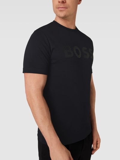 BOSS T-Shirt mit Label-Detail Modell 'Tiburt' Metallic Black 3