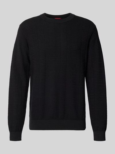 HUGO sweter o kroju regular fit z czystej bawełny model 'Simoh' Czarny 1