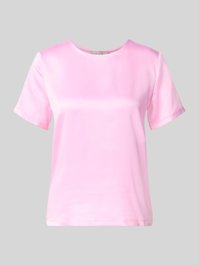 Productfoto, Regular Fit Bluse aus Satin van Christian Berg Woman Selection, satijn, lichtroze kleur, korte mouwen, ronde hals
