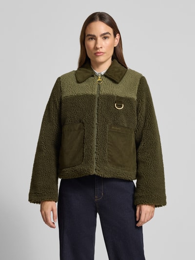Barbour Regular Fit Fleecejacke mit Cord-Kragen Modell 'MALENA' Oliv 4