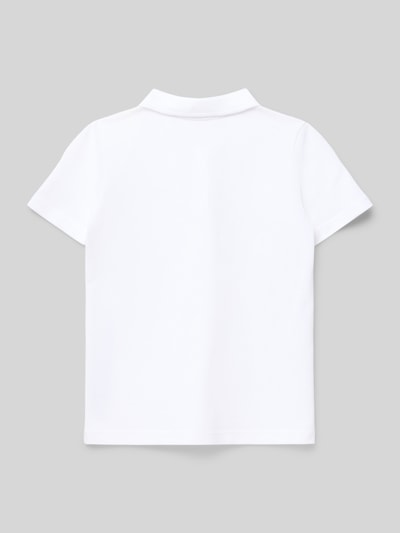 Produktfoto, Regular Fit Poloshirt aus reiner Baumwolle von s.Oliver RED LABEL, weiß, unifarben, Piqué-Struktur, kurze Ärmel, Rückansicht.