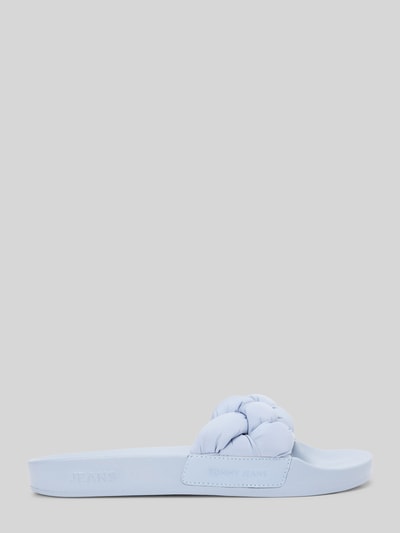 Produktfoto, Badesandale mit geflochtenem Riemen von Tommy Hilfiger in Hellblau, Optik: Unifarben, Flecht-Detail, glatte Textur