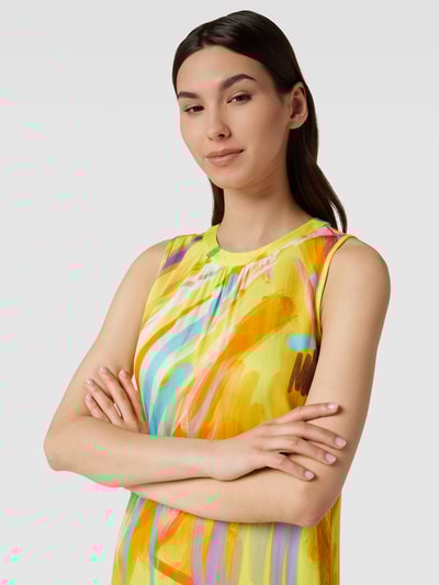Emily Van den Bergh Knielanges Kleid aus Viskose mit Allover-Muster Gelb 3
