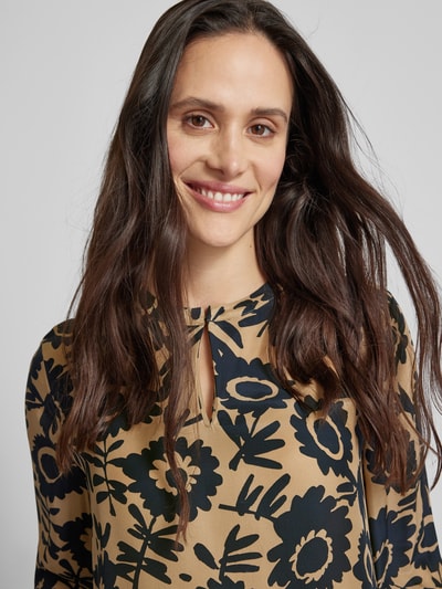 Luisa Cerano Blouse van zijde met druppelvormige hals Camel - 3