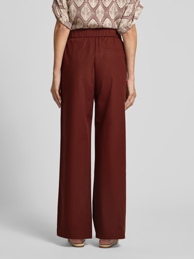 Jake*s Collection Straight leg stoffen broek met elastische band Bordeaux - 5