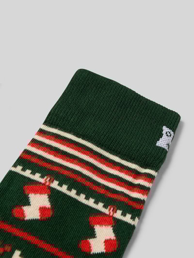 Happy Socks Regular fit sokken met logostitching, model 'Christmas Sweater' Groen - 2